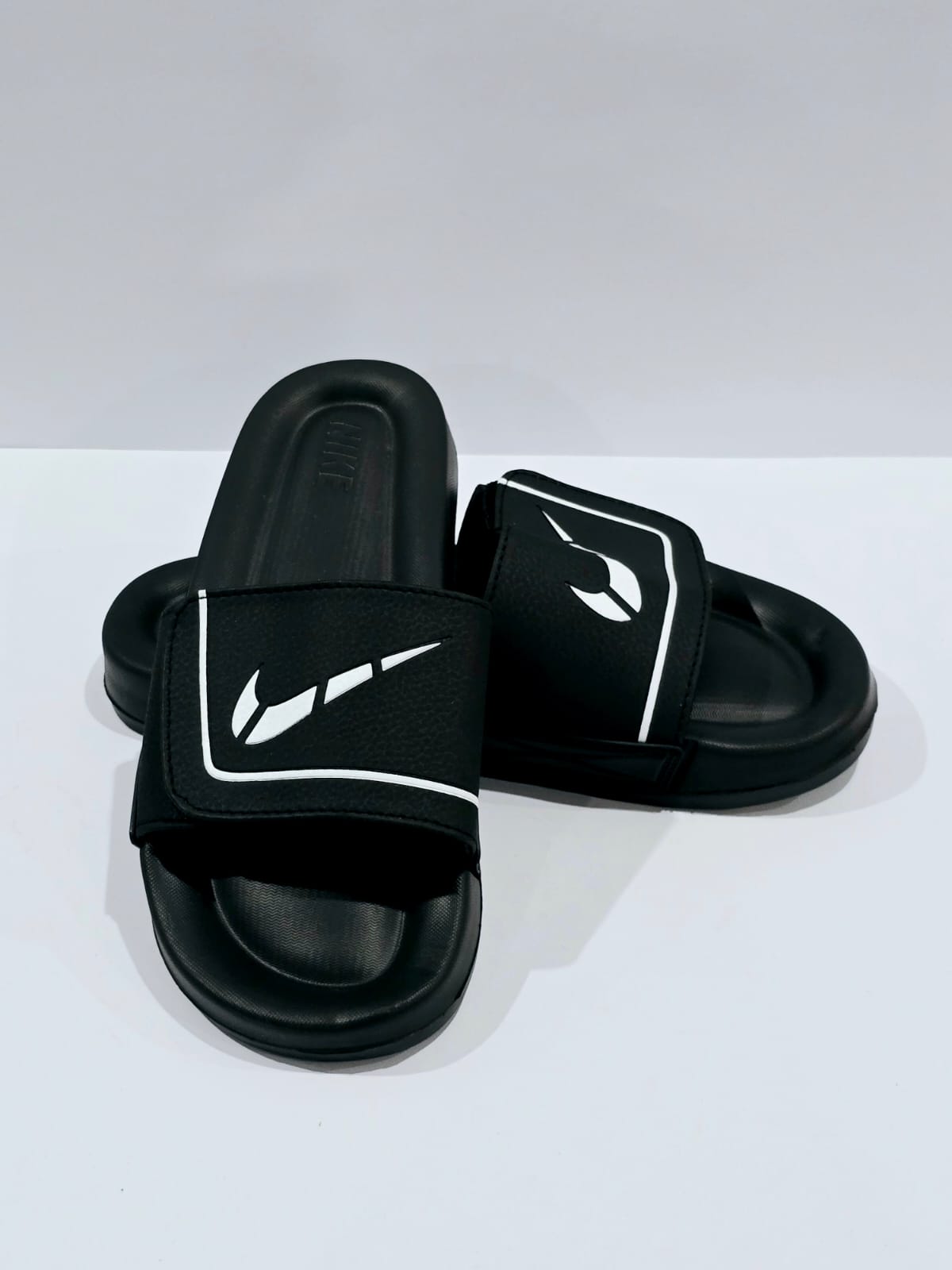 Black Nike Strap Slides – Soft Cushion Daily Wear Slippers