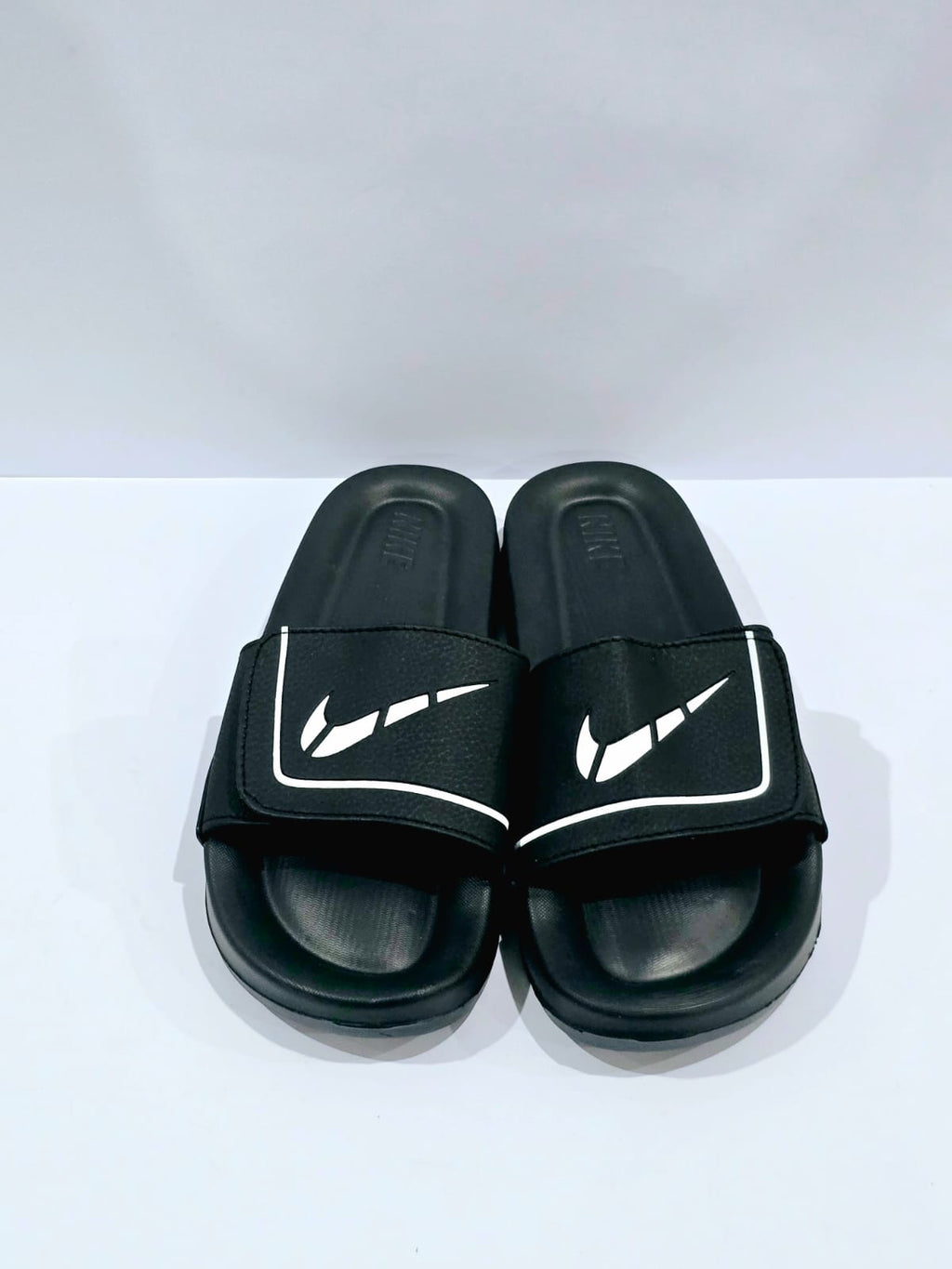 Black Nike Strap Slides – Soft Cushion Daily Wear Slippers