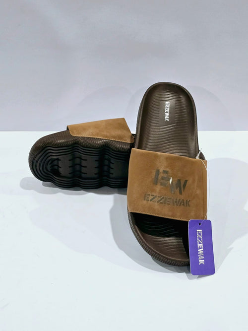 Brown Suede Comfort Slides – Soft Cushion Daily Wear Slippers