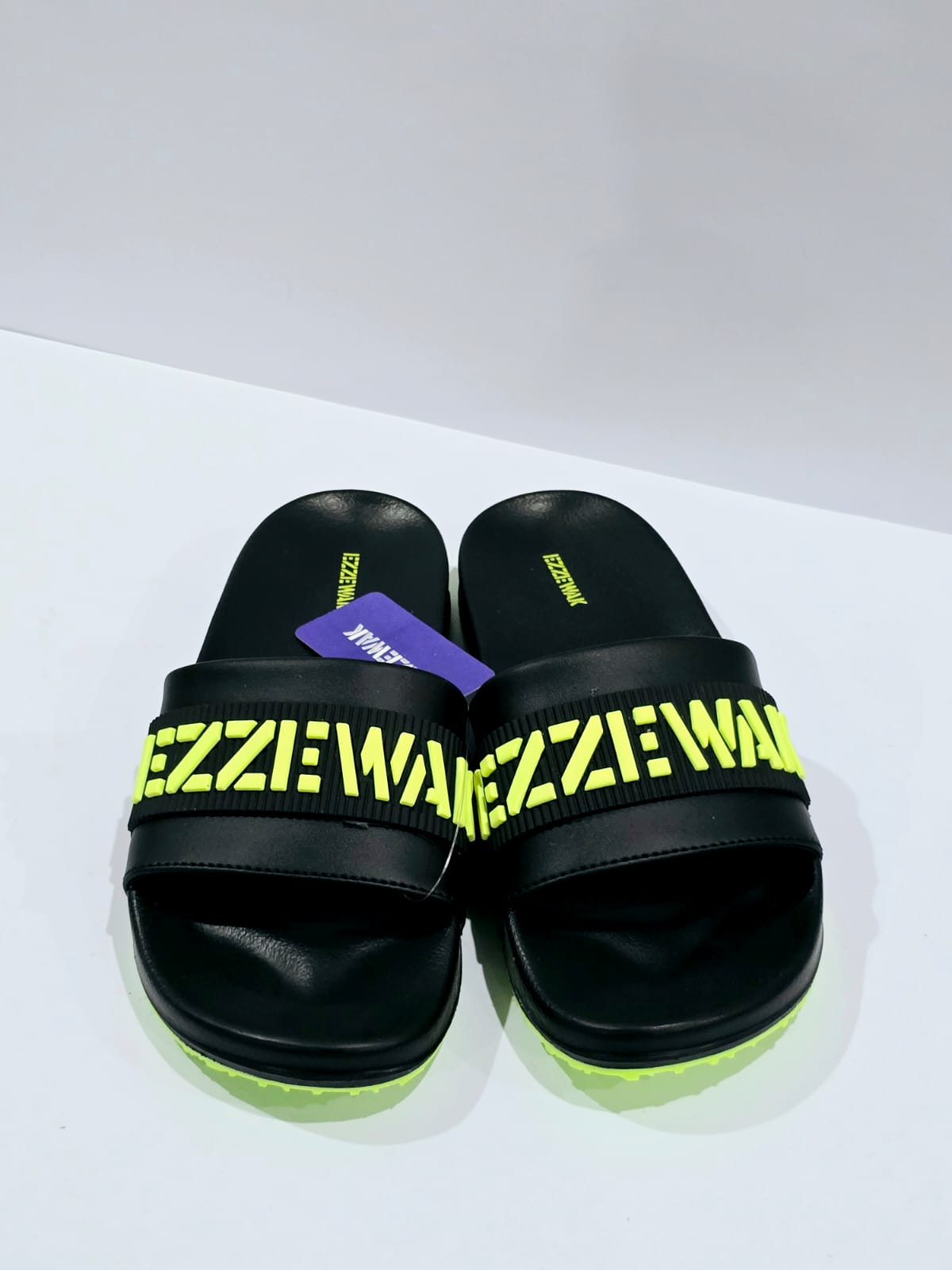 Men Neon Black Comfort Slides – Soft Cushion Daily Wear Slippers