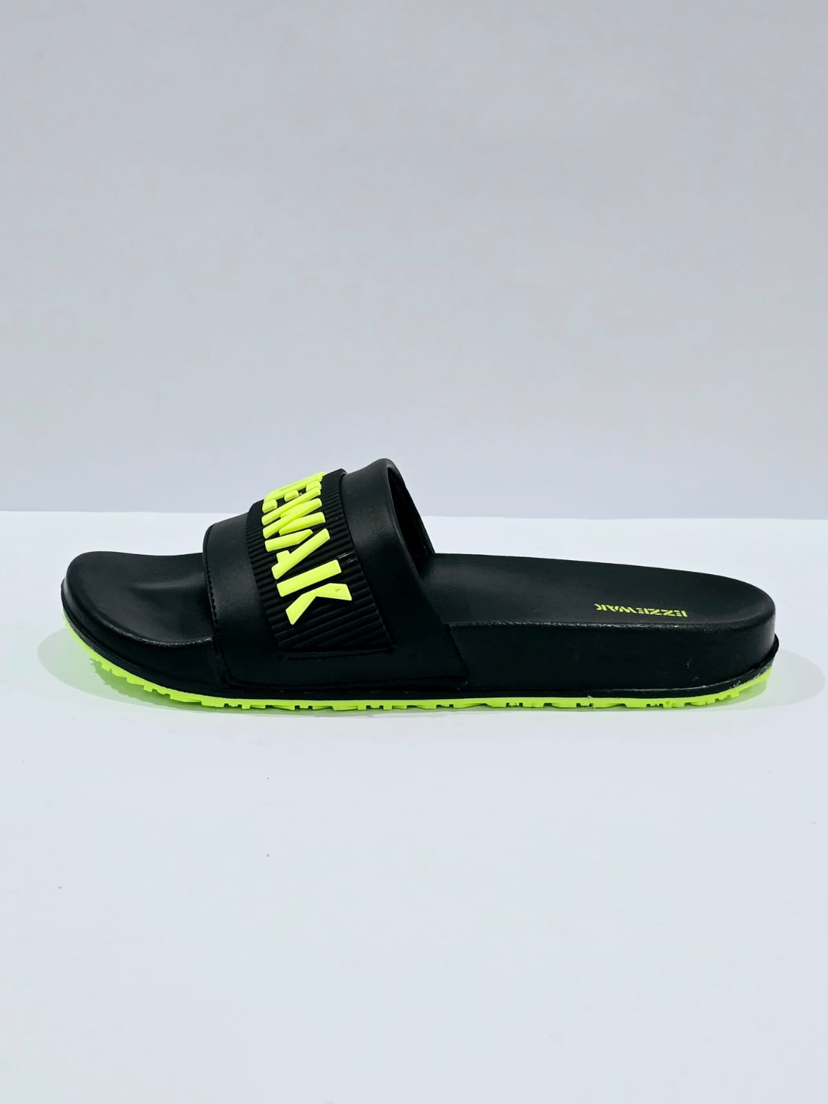 Men Neon Black Comfort Slides – Soft Cushion Daily Wear Slippers