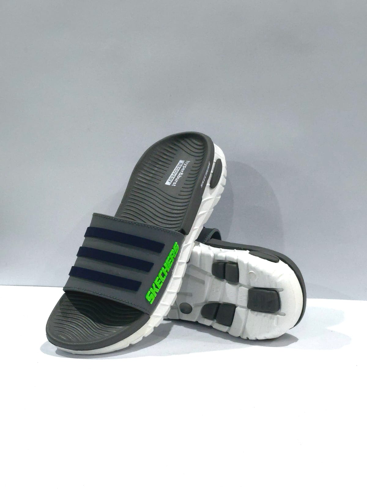 Urban Comfort Slip-On Slides – Navy Stripe Design