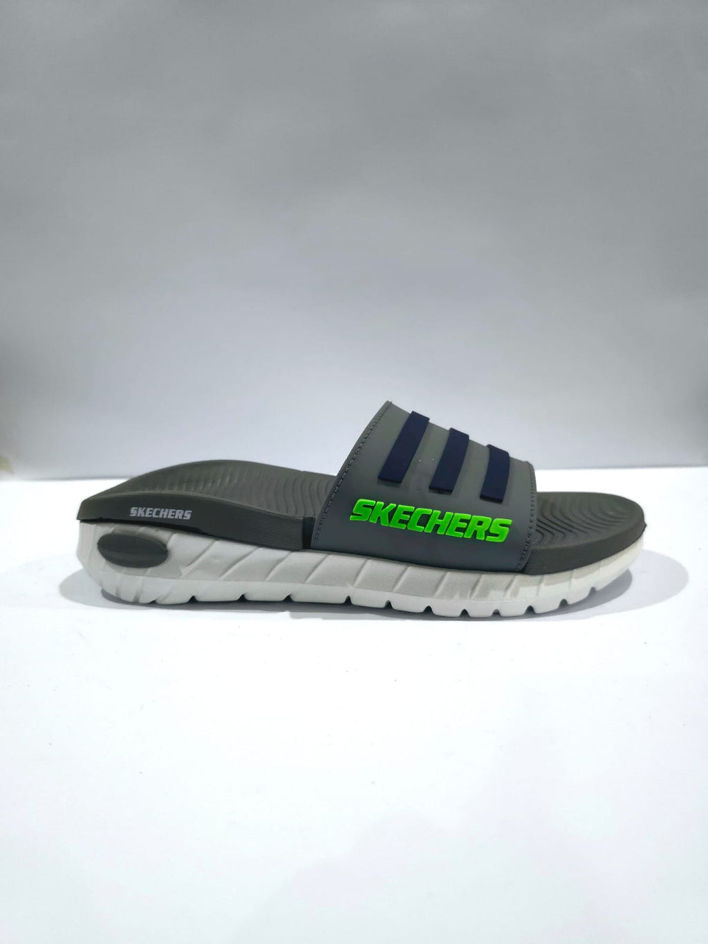 Urban Comfort Slip-On Slides – Navy Stripe Design