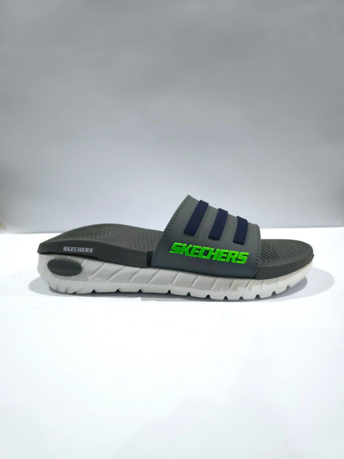 Urban Comfort Slip-On Slides – Navy Stripe Design